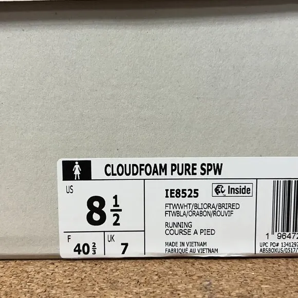 Adidas Running Shoes Cloudfoam Pure SPW Women's White IE8525 NEW IN BOX