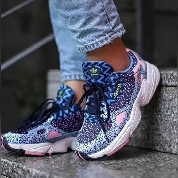 ADIDAS Satin GLOW BLUE FALCON Athletic RUNNING Shoes SNEAKERS Size 9 new