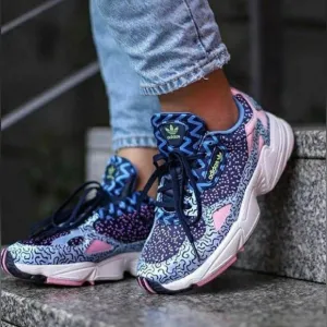 ADIDAS Satin GLOW BLUE FALCON Athletic RUNNING Shoes SNEAKERS Size 9 new