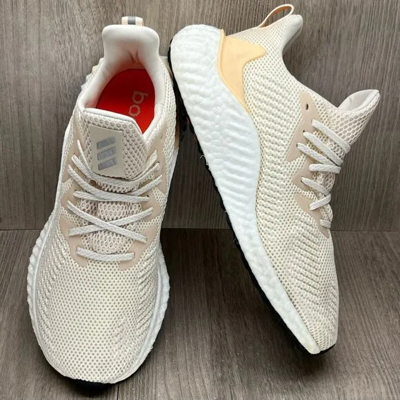Adidas Shoes Mens 7.5 Alphaboost Ecru Tint 'Glow Orange' Running Sneakers G28565