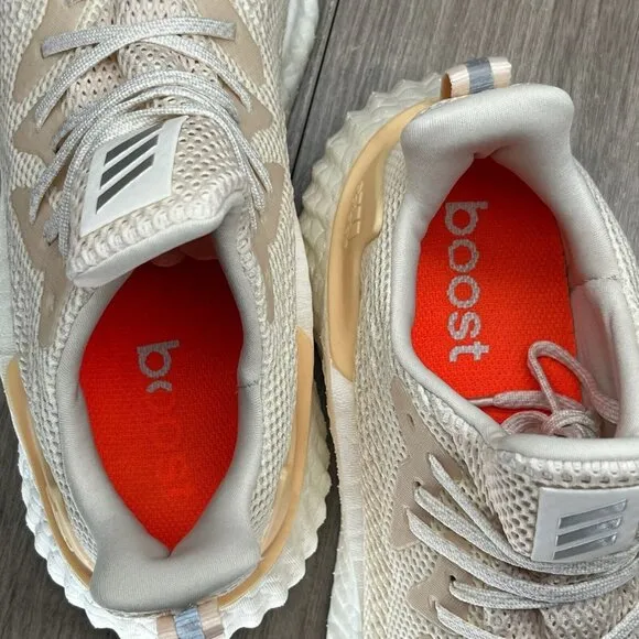 Adidas Shoes Mens 7.5 Alphaboost Ecru Tint 'Glow Orange' Running Sneakers G28565