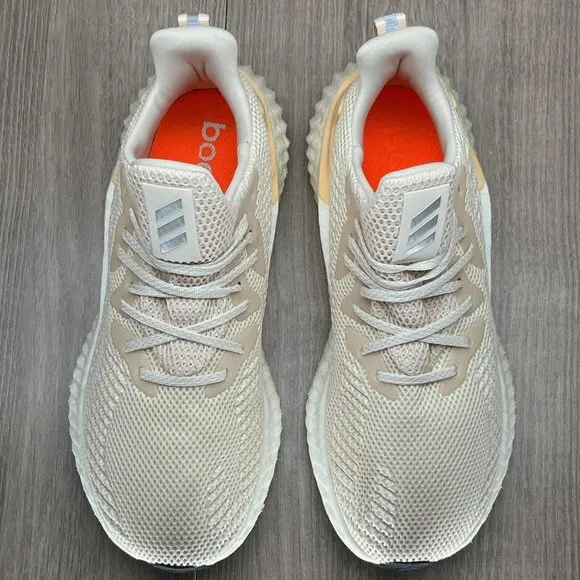 Adidas Shoes Mens 7.5 Alphaboost Ecru Tint 'Glow Orange' Running Sneakers G28565