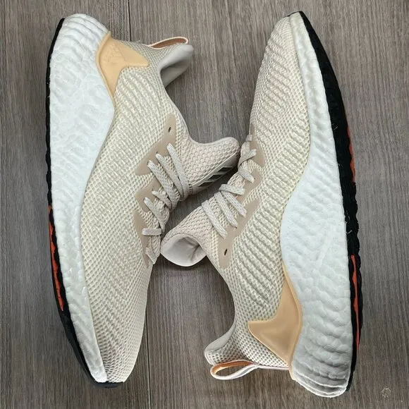 Adidas Shoes Mens 7.5 Alphaboost Ecru Tint 'Glow Orange' Running Sneakers G28565