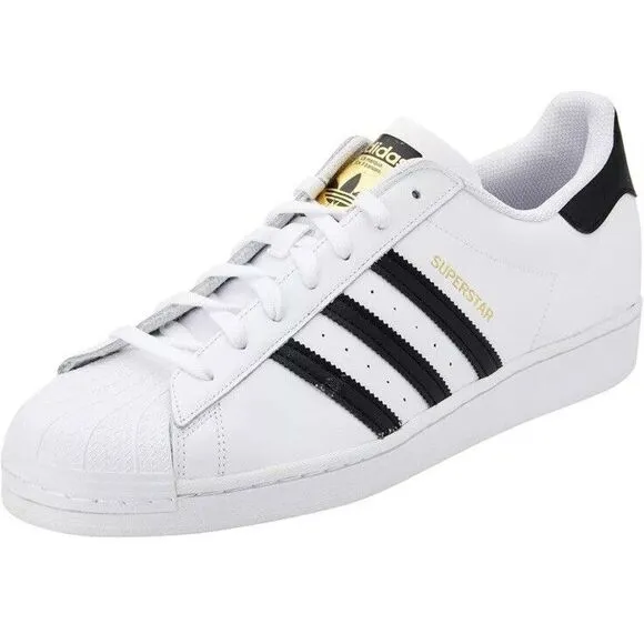 Adidas Superstar NIB Casual Sneakers White Black Gold EG4958 Shell Toe men's 5.5