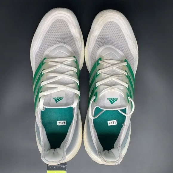 Adidas UltraBoost 21 Primeblue White Green Running Shoes FZ2326 Mens Size 13