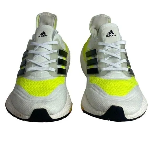 Adidas Ultraboost Running Shoes Mens Size 5 White Neon Yellow Lace Up Sneakers