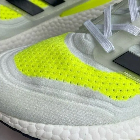 Adidas Ultraboost Running Shoes Mens Size 5 White Neon Yellow Lace Up Sneakers
