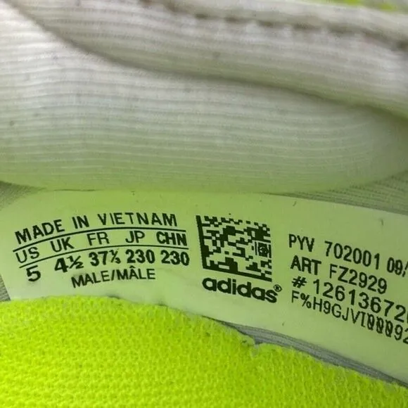 Adidas Ultraboost Running Shoes Mens Size 5 White Neon Yellow Lace Up Sneakers