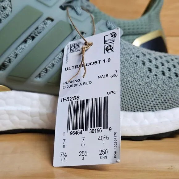 Adidas Ultraboost 1.0 Silver Green Grey Mens Running Shoes IF5258