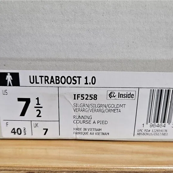 Adidas Ultraboost 1.0 Silver Green Grey Mens Running Shoes IF5258