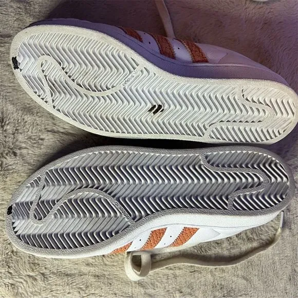 Adidas Women's Superstar White Chalk Coral Sneakers Size 8