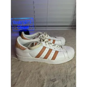 Adidas Women's Superstar White Chalk Coral Sneakers Size 8