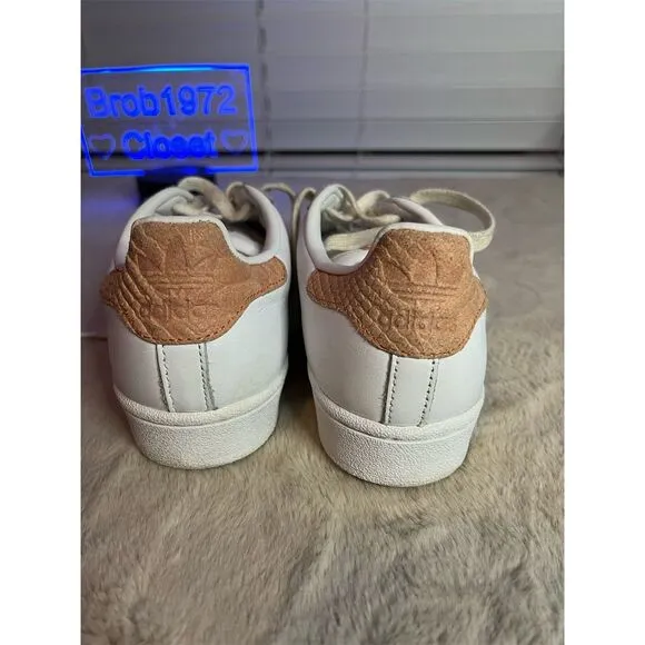 Adidas Women's Superstar White Chalk Coral Sneakers Size 8