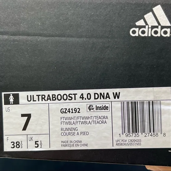 ADIDAS WOMENS ULTRABOOST 4.0 DNA RUNNING SNEAKERS WHITE ORANGE GZ4192 SIZE 7