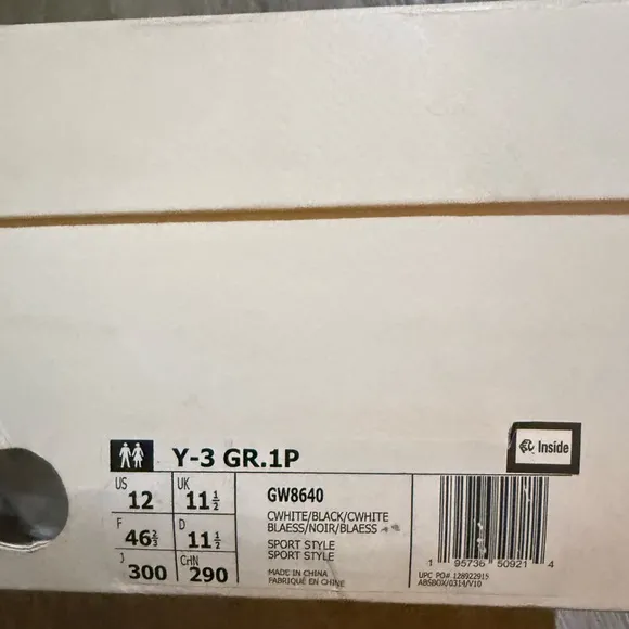 adidas Y-3 Yohji Yamamoto GR.1P Leather White Black Limited Sneakers Sz 12 $300