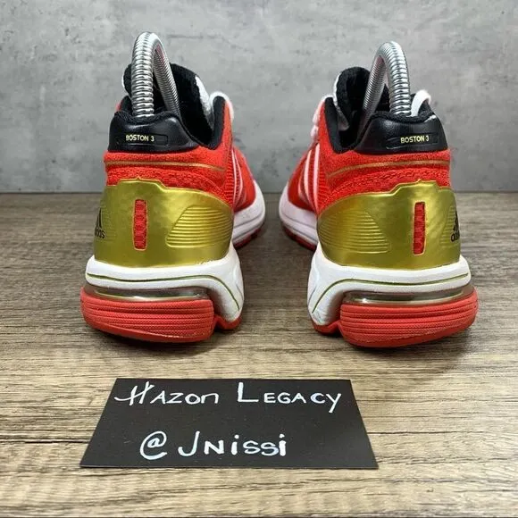 Adidas~Adizero Boston 3~Red/White/Gold~Mens~Running shoes~Size 8.5