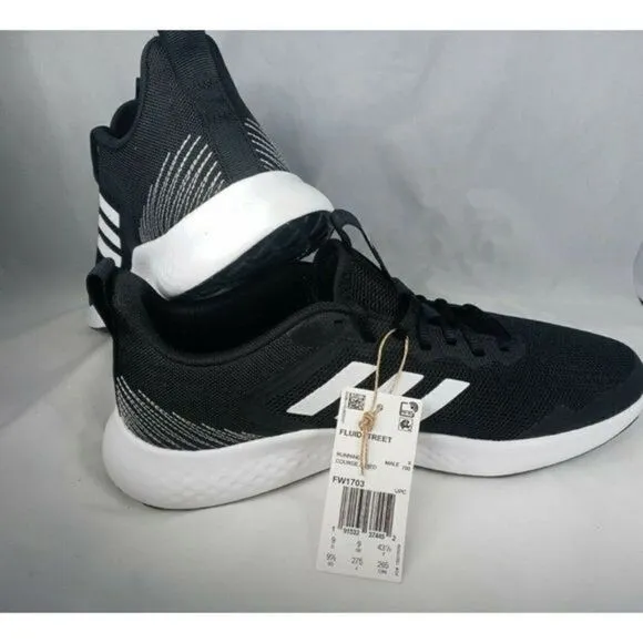 Adidas Fluidstreet Cloudfoam Running Shoes Men’s‎ Size 9.5  Black White FW1703