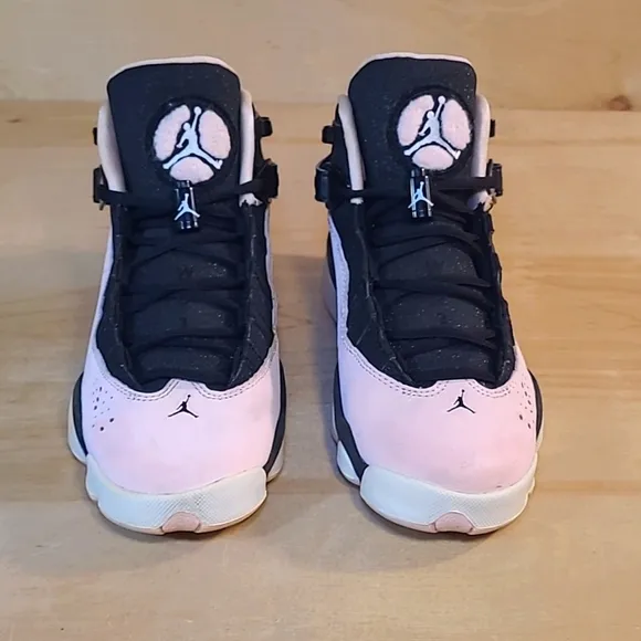 Air Jordan 6 Rings Black and Pink Foam Sneakers