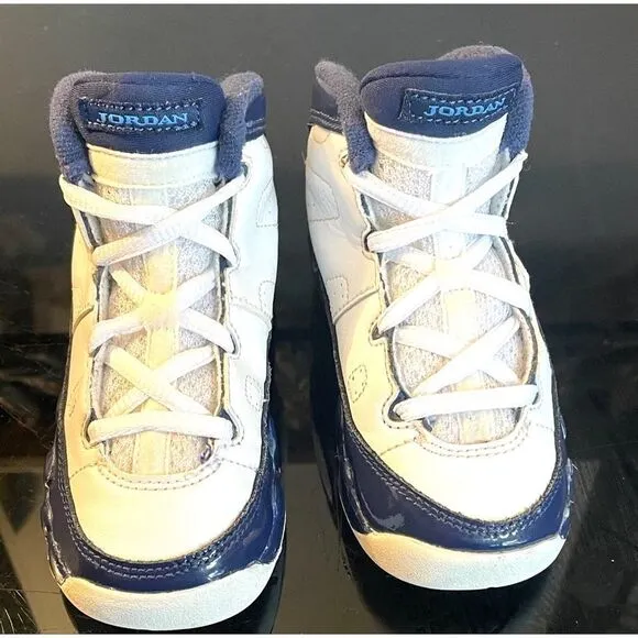 Air Jordan 9 IX Retro UNC White University Blue Shoes Toddler SZ 8C 401812 145