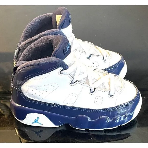 Air Jordan 9 IX Retro UNC White University Blue Shoes Toddler SZ 8C 401812 145