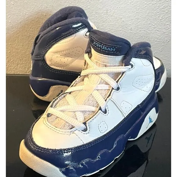 Air Jordan 9 IX Retro UNC White University Blue Shoes Toddler SZ 8C 401812 145
