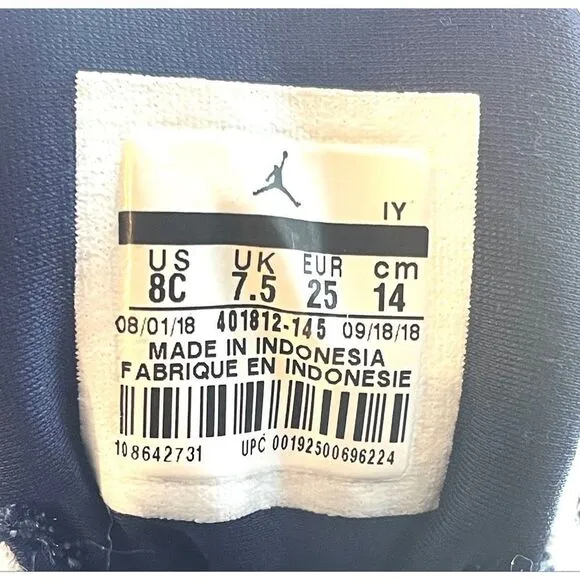 Air Jordan 9 IX Retro UNC White University Blue Shoes Toddler SZ 8C 401812 145