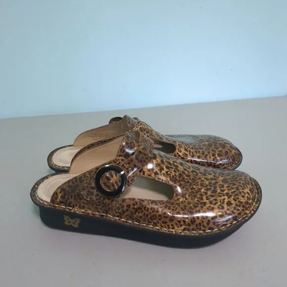 Alegria ALG-417 Leopard Print Slip-On Shoes Leather Padded Support 41 us 10.5