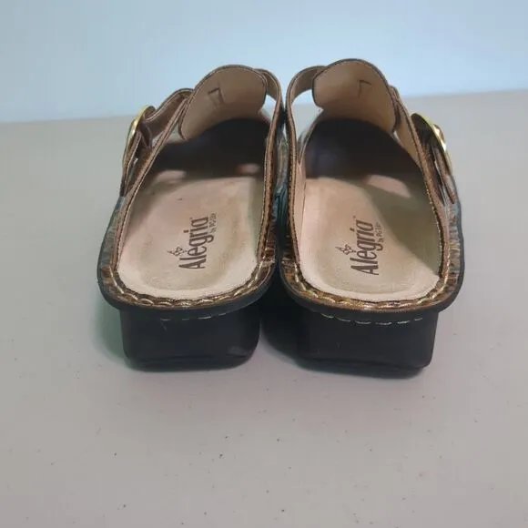 Alegria ALG-417 Leopard Print Slip-On Shoes Leather Padded Support 41 us 10.5