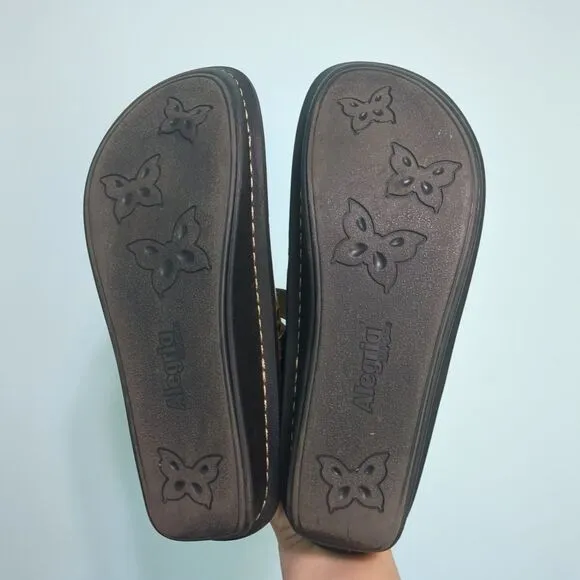 Alegria ALG-417 Leopard Print Slip-On Shoes Leather Padded Support 41 us 10.5
