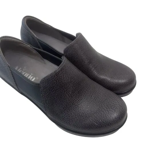 Alegria FRA -883  Women's Slip-On Leather Wedge Shoes Size 8 Spotted Gray/Black
