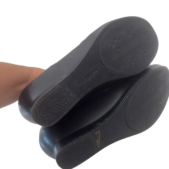 Alegria FRA -883  Women's Slip-On Leather Wedge Shoes Size 8 Spotted Gray/Black