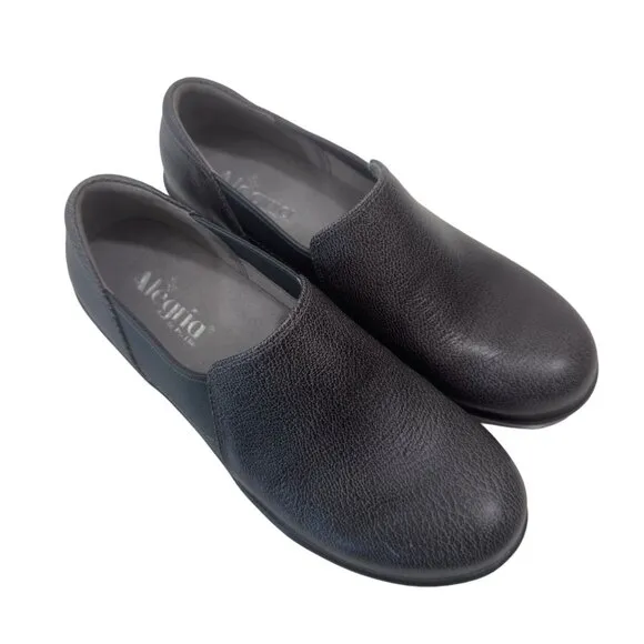 Alegria FRA -883  Women's Slip-On Leather Wedge Shoes Size 8 Spotted Gray/Black
