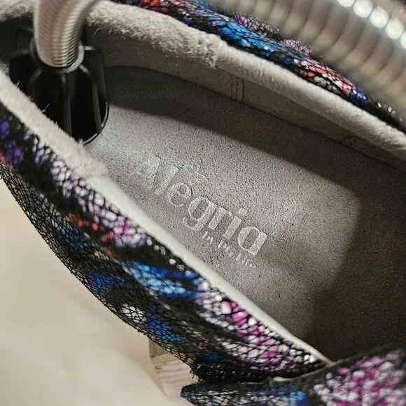 Alegria nurse work shoes slip on clog. Floral pixels. Size 41W