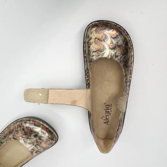 ALEGRIA Paloma Leaf Metallic Mary Jane Shoes 9