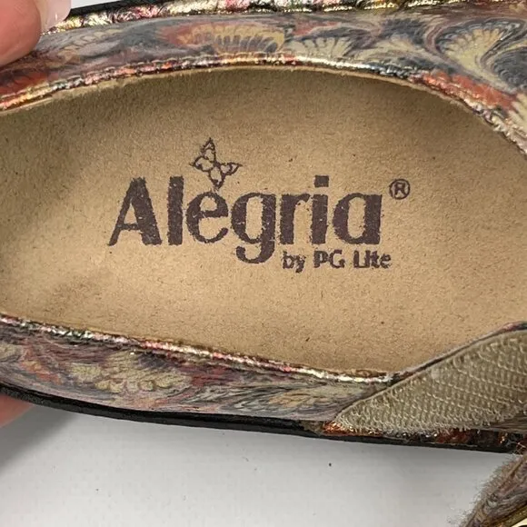 ALEGRIA Paloma Leaf Metallic Mary Jane Shoes 9