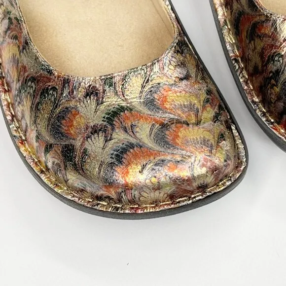 ALEGRIA Paloma Leaf Metallic Mary Jane Shoes 9