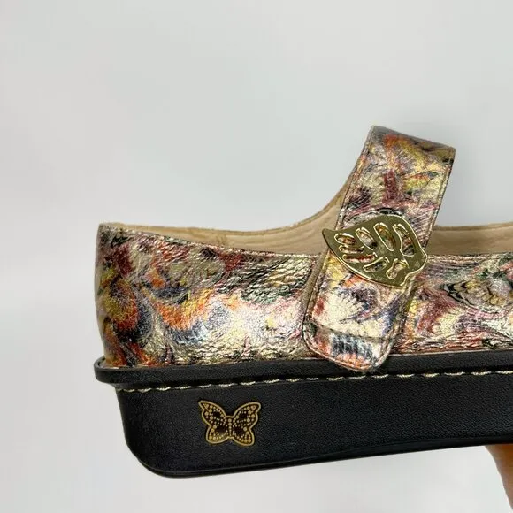 ALEGRIA Paloma Leaf Metallic Mary Jane Shoes 9
