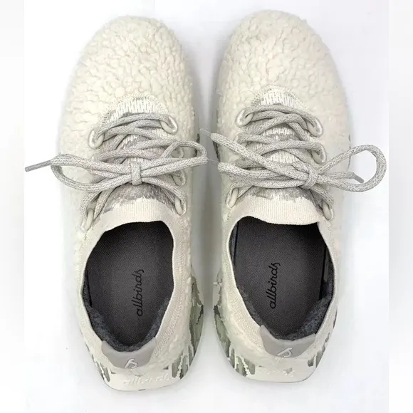 Allbirds Merino Wool Sherpa Dasher Fluffs Natural White Running Shoes Pixel Camo
