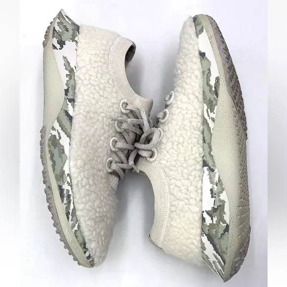 Allbirds Merino Wool Sherpa Dasher Fluffs Natural White Running Shoes Pixel Camo