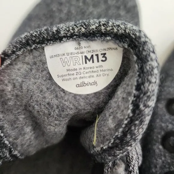 Allbirds Wool Runners‎ Wool Running Shoes Sneakers Dark Gray Mens Size 13