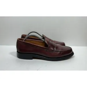 Allen Edmonds Shoes Cole Mens Size 9.5 C Red Leather Slip On Penny Loafers