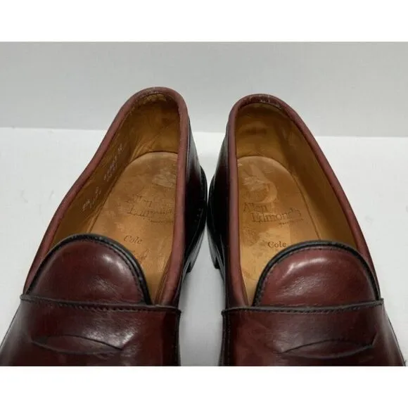 Allen Edmonds Shoes Cole Mens Size 9.5 C Red Leather Slip On Penny Loafers