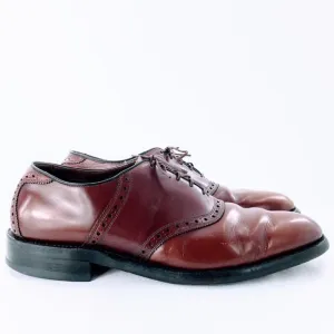 Allen Edmonds Vtg Leather Polo Saddle Shoe Burgundy Corrected Grain Sz 10.5 C