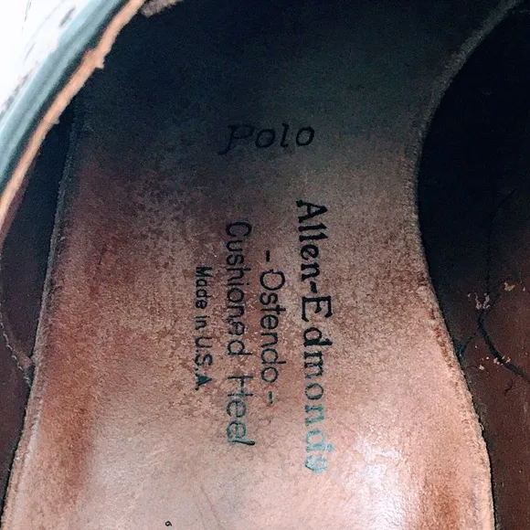 Allen Edmonds Vtg Leather Polo Saddle Shoe Burgundy Corrected Grain Sz 10.5 C