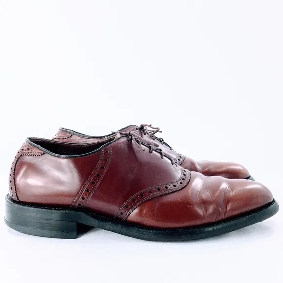 Allen Edmonds Vtg Leather Polo Saddle Shoe Burgundy Corrected Grain Sz 10.5 C