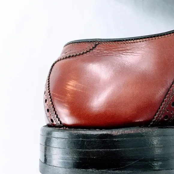 Allen Edmonds Vtg Leather Polo Saddle Shoe Burgundy Corrected Grain Sz 10.5 C