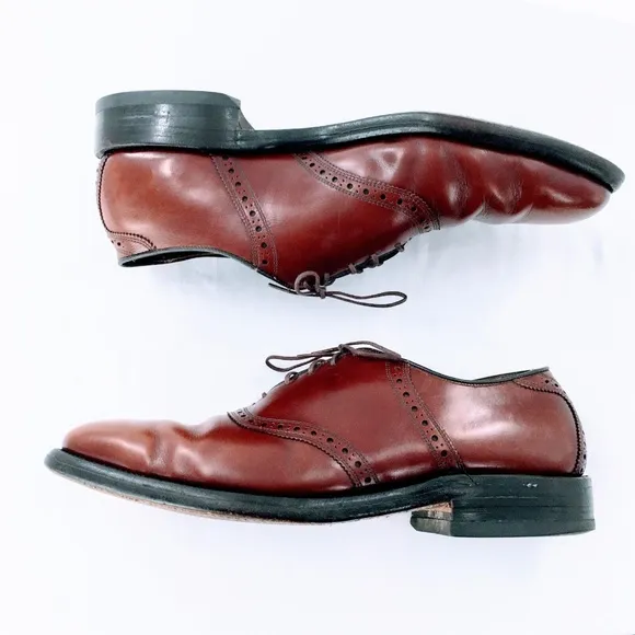 Allen Edmonds Vtg Leather Polo Saddle Shoe Burgundy Corrected Grain Sz 10.5 C