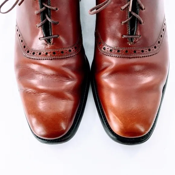 Allen Edmonds Vtg Leather Polo Saddle Shoe Burgundy Corrected Grain Sz 10.5 C
