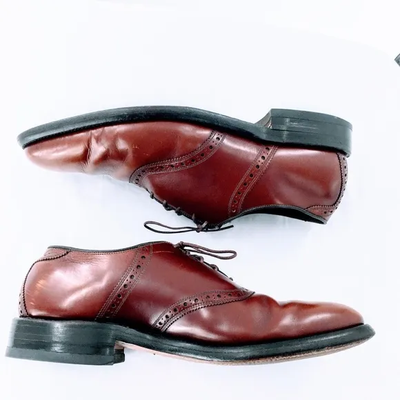 Allen Edmonds Vtg Leather Polo Saddle Shoe Burgundy Corrected Grain Sz 10.5 C