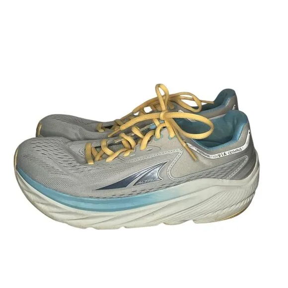 Altra Women's VIA Olympus Running Shoes Size 9.5 Light Grey with Orange and Blue